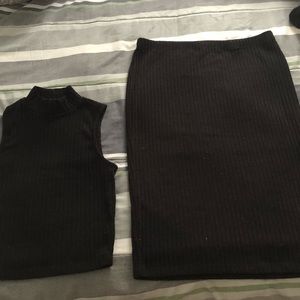 Black crop top and skirt set